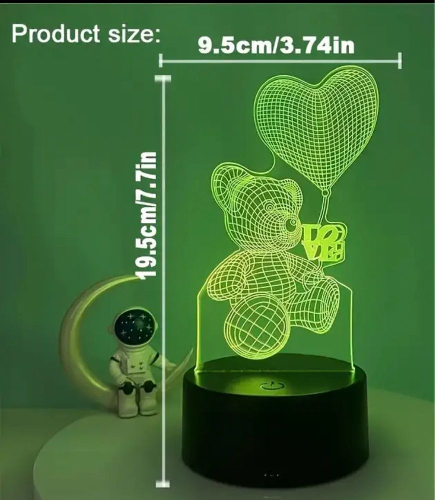 Inteligentna Lampka Nocna 3D 7 kolorow