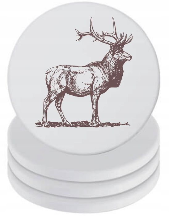Podkładki ceramiczne pod Kubek x4 JELEŃ PODKŁADKI DLA MYŚLIWYCH