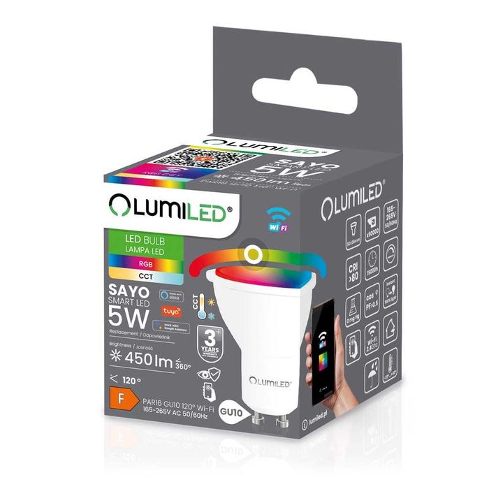 5 szt. żarówka LED GU10 5W RGB CCT +biały WIFI Tuya Smart