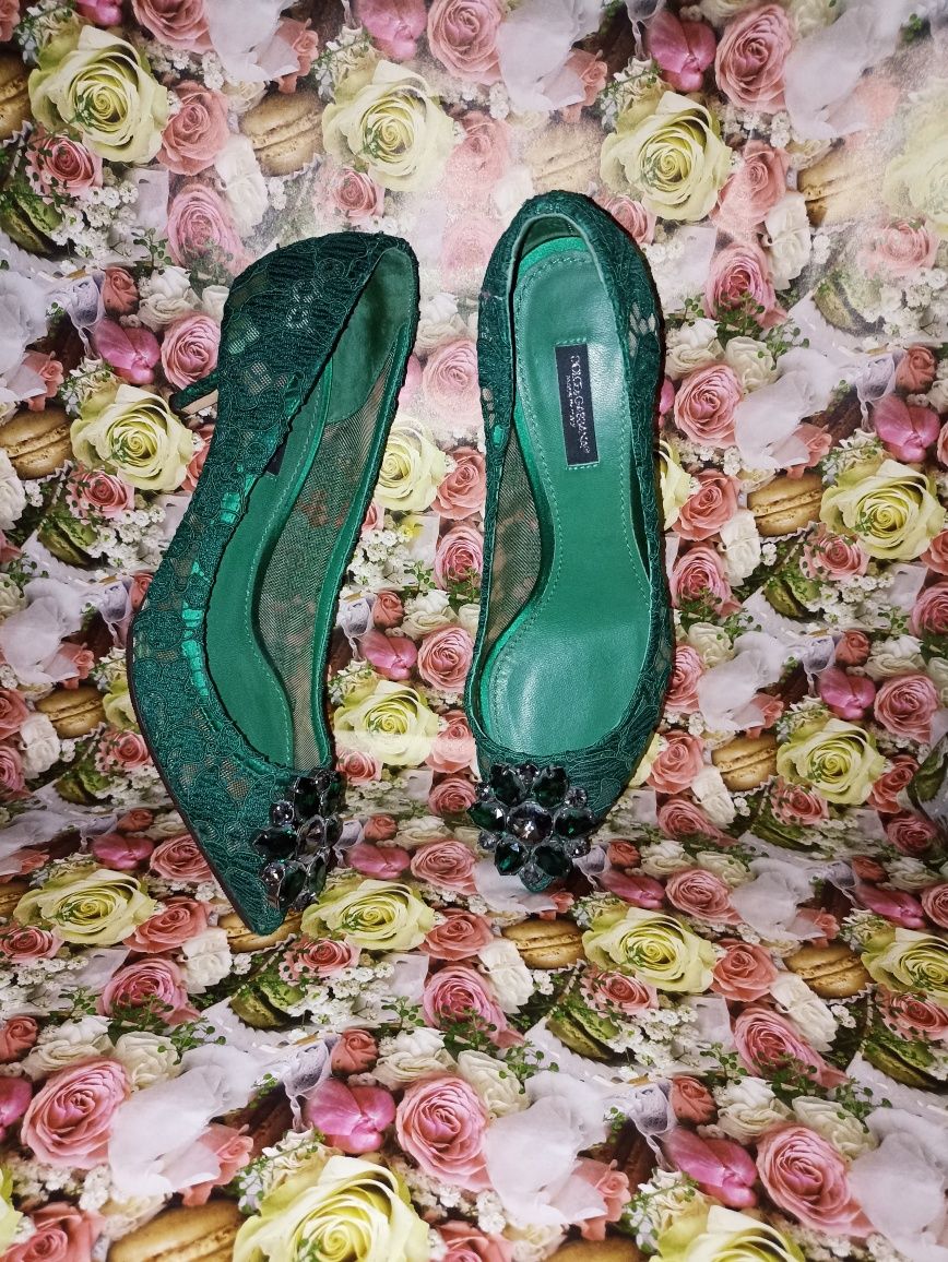 Туфлі човники зеленого кольору Dolce Gabbana