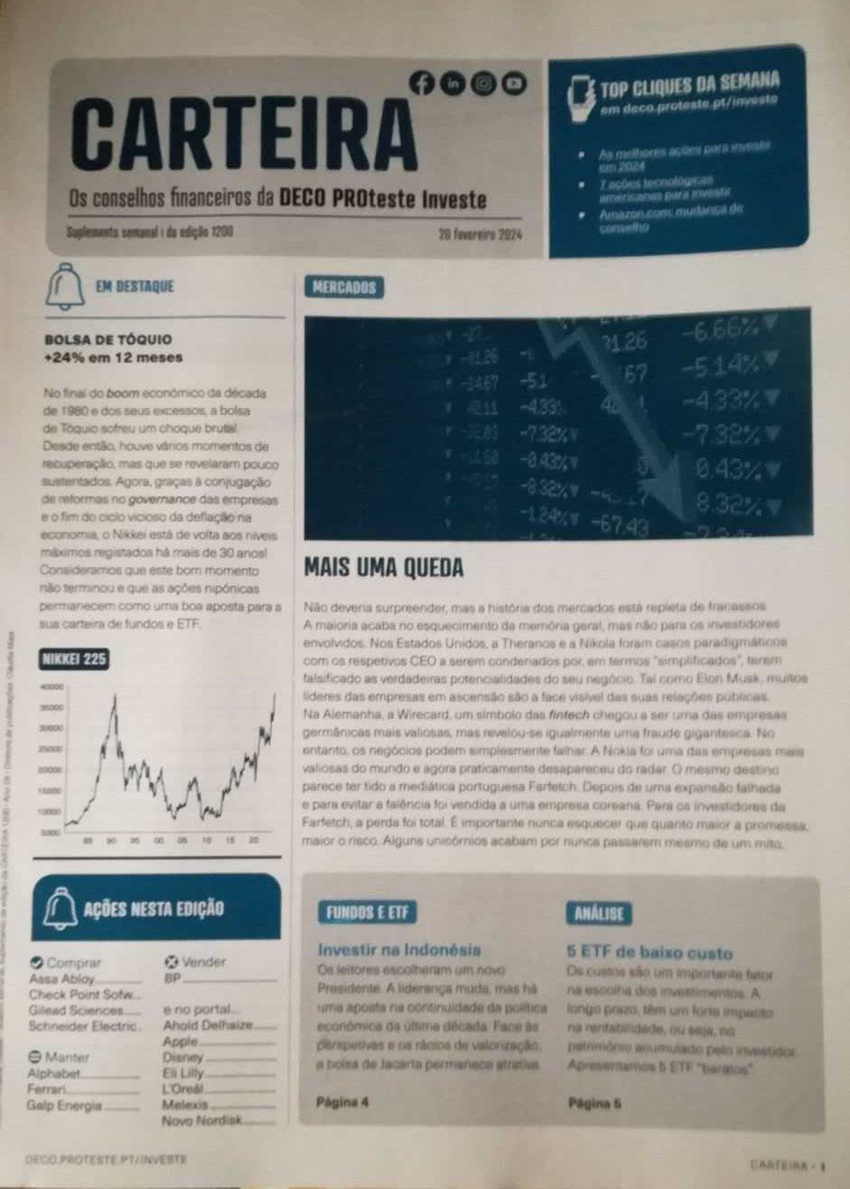 8 Boletins semanais da Proteste Investe (Deco) todos de  2024