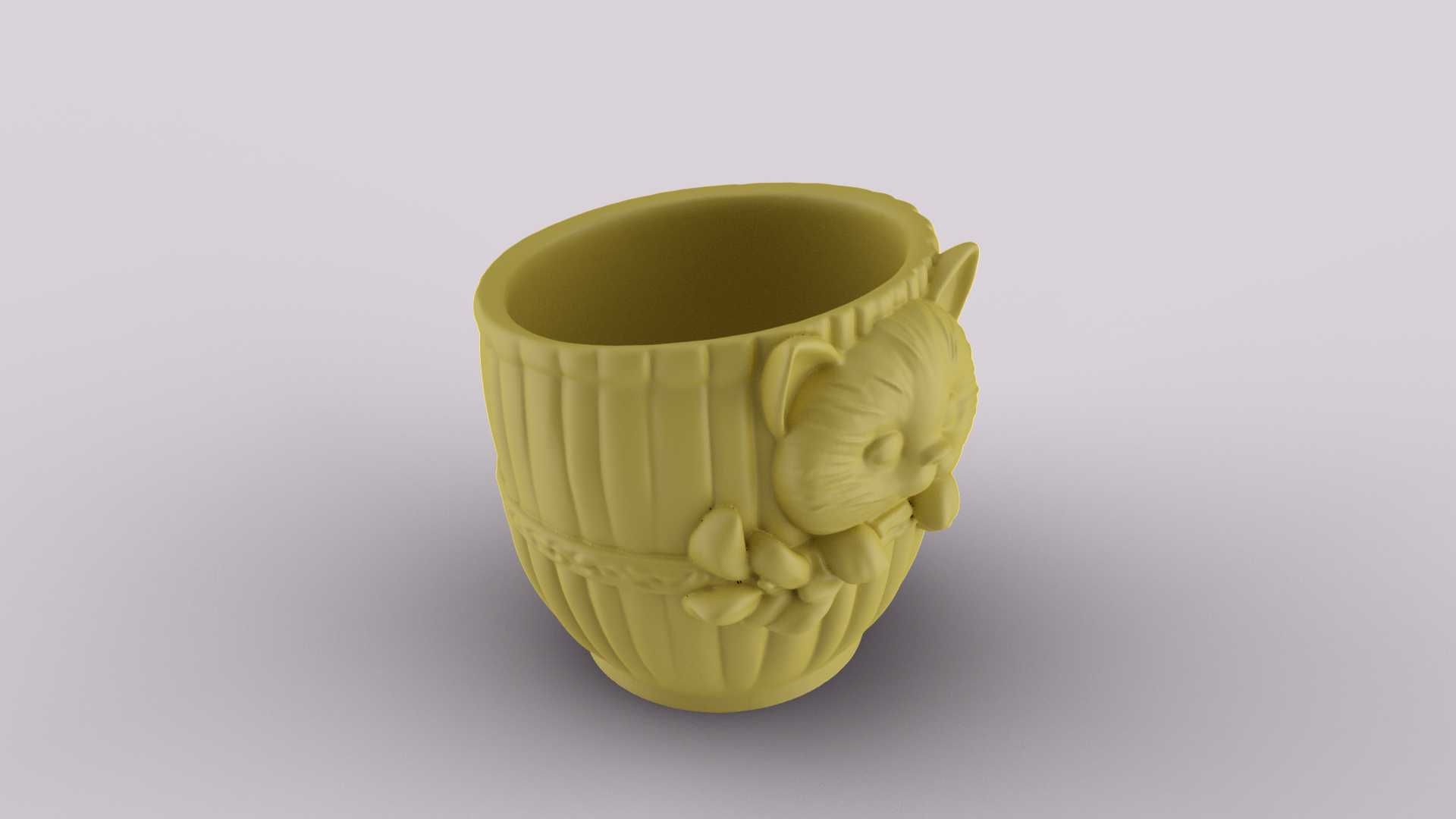 Vaso/Suporte Gatinho no Barril 3D | Decoração Casa e Secretária
