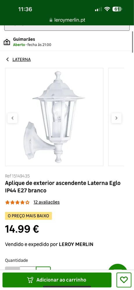 10 Candeeiros novos Aplique Exterior Laterna Eglo branco