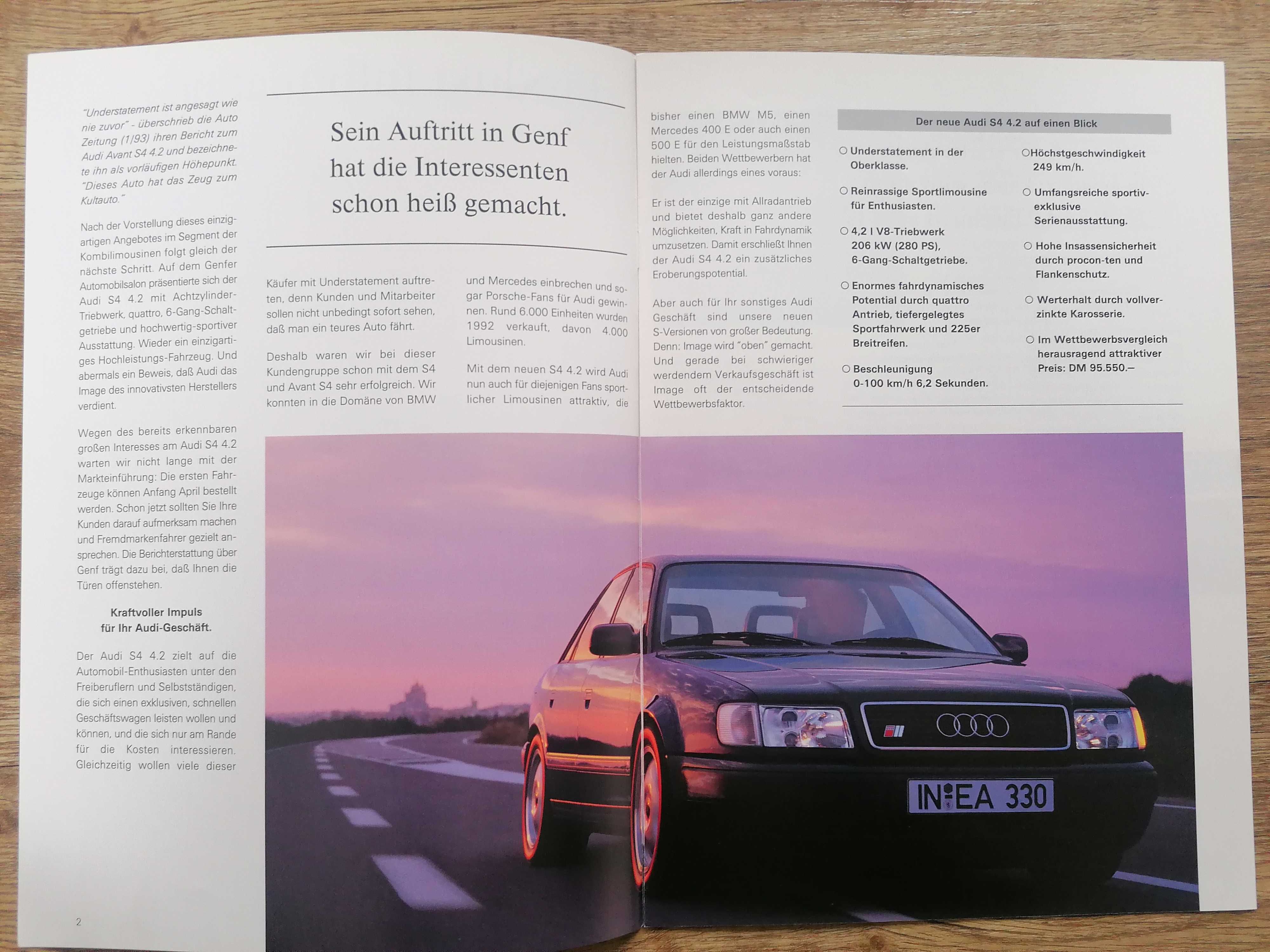 Prospekt Audi S4 4.2 produkt info.
