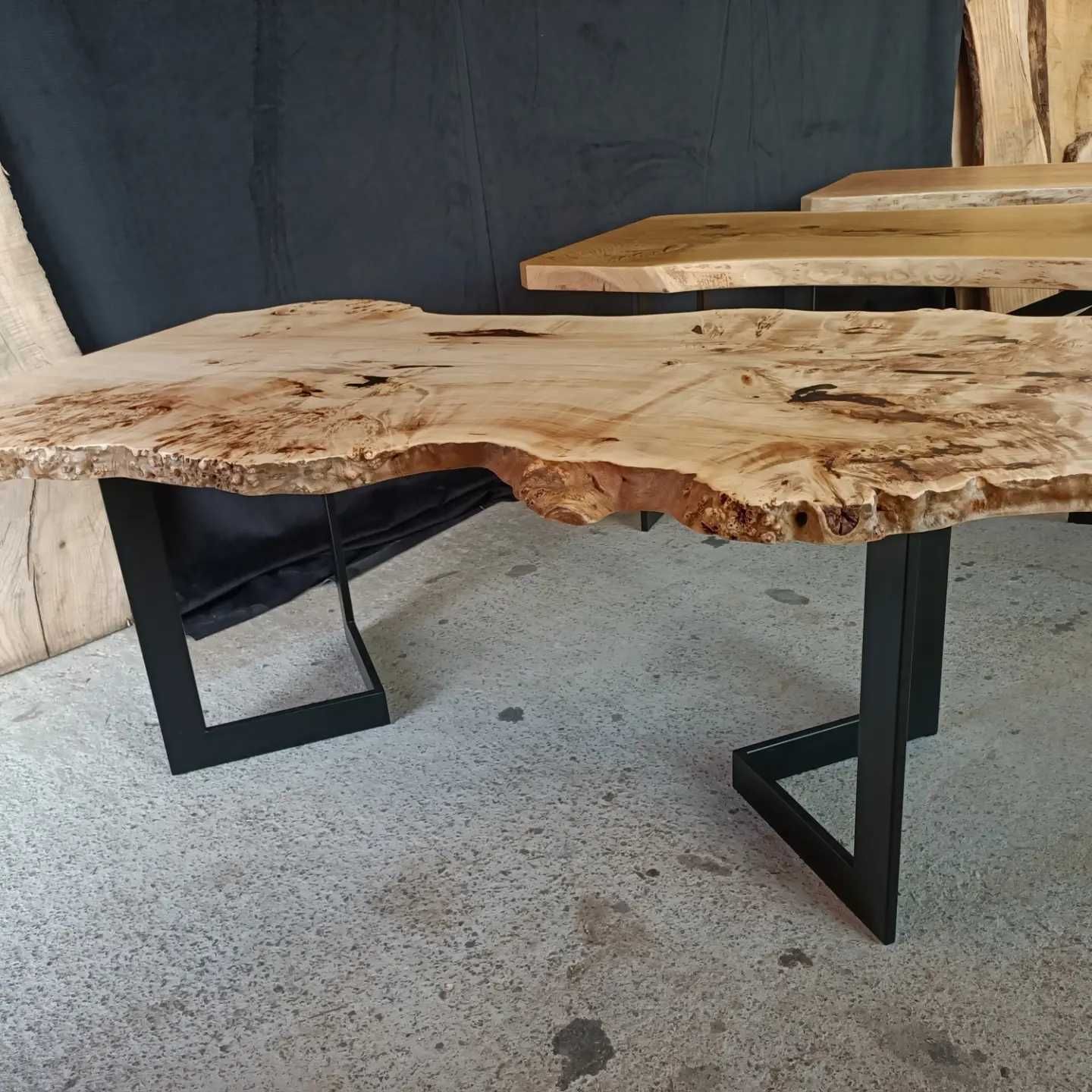 Stół z czeczoty loft design gotowy nie dębowy blat live edge Dostępny