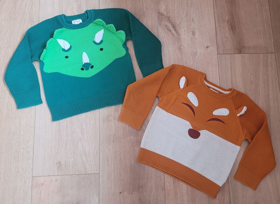 Sweterki chłopięce dinozaur i lisek