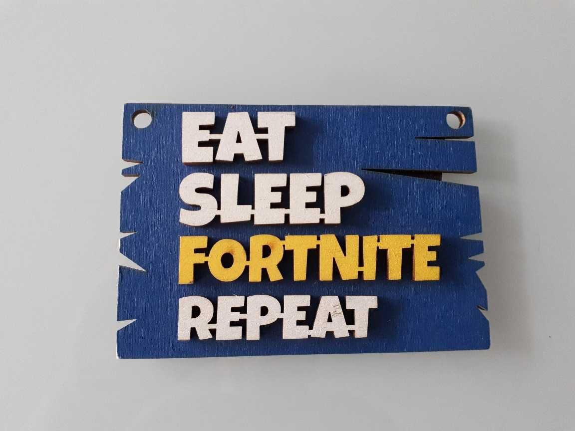 Magnes Eat Sleep Fortnite Repeat drewniany na lodówkę unikat