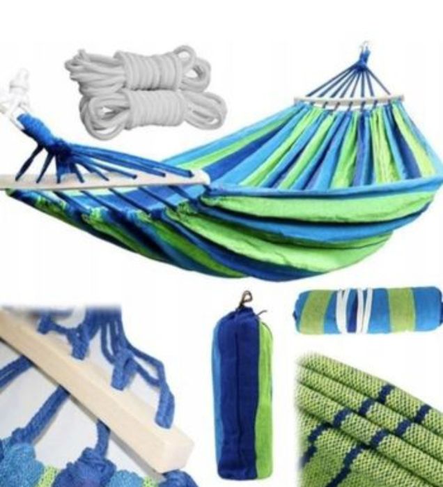 Hamak turystyczny ogrodowy 260x150 cm 2 osobowy kempingowy biwakowy