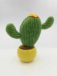 Nowy Kaktus figurka tkanina z kwiatkiem doniczka ceramiczna