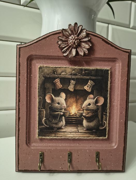 Decoupage wieszak na klucze dekoracja