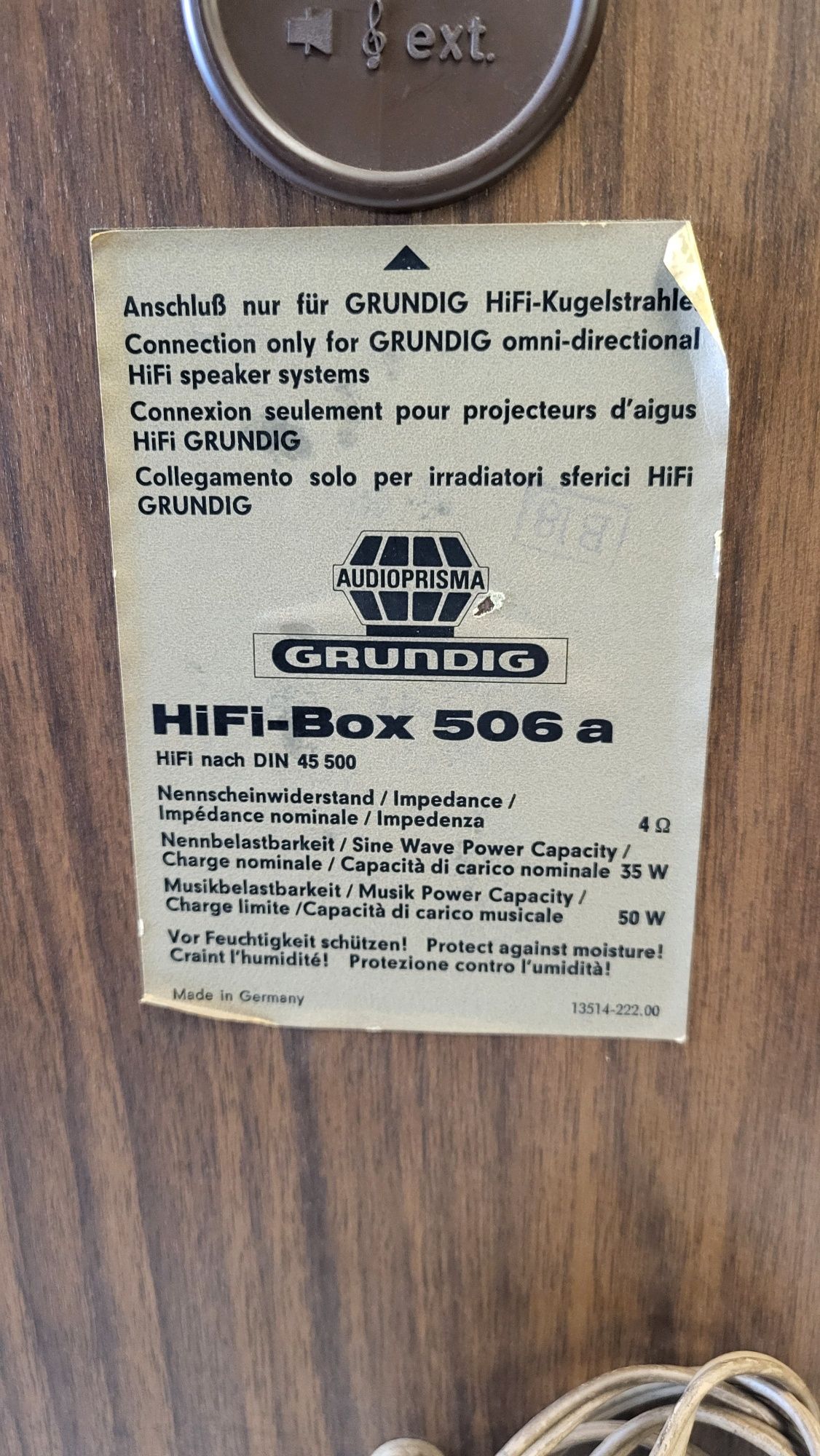 Grundig box 506a Audioprisma vintage