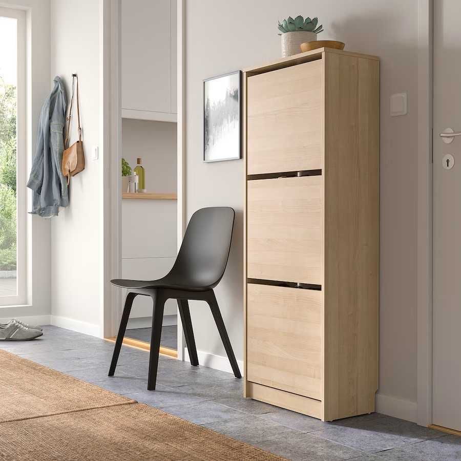 BISSA Szafka na buty, 3 przegrody, imit. dębu, 49x28x135 Ikea Nowa
