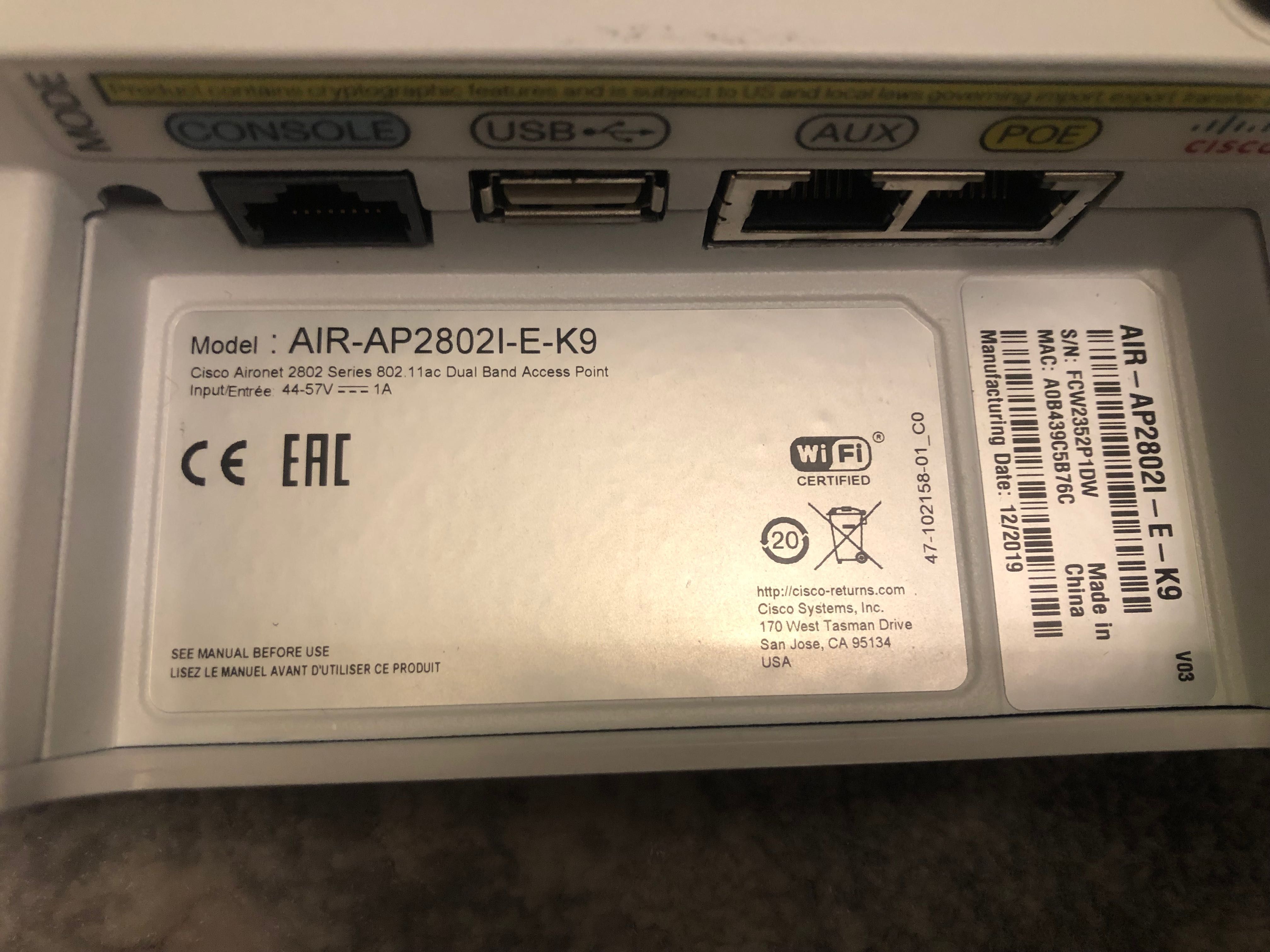 Cisco AIR-AP2802I-E-K9 +кріплення
