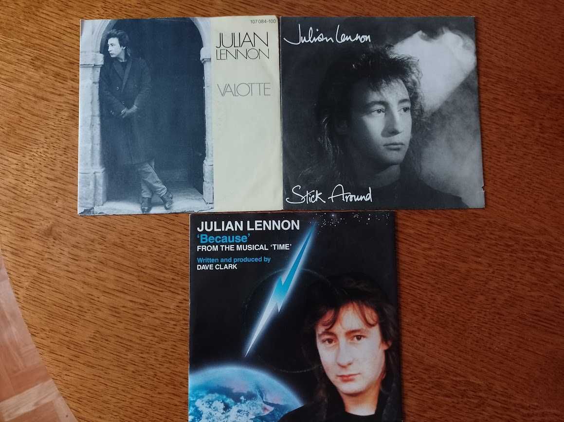 Zestaw 3 szt. Julian Lennon Płyta Winyl Because Valotte Stick Around