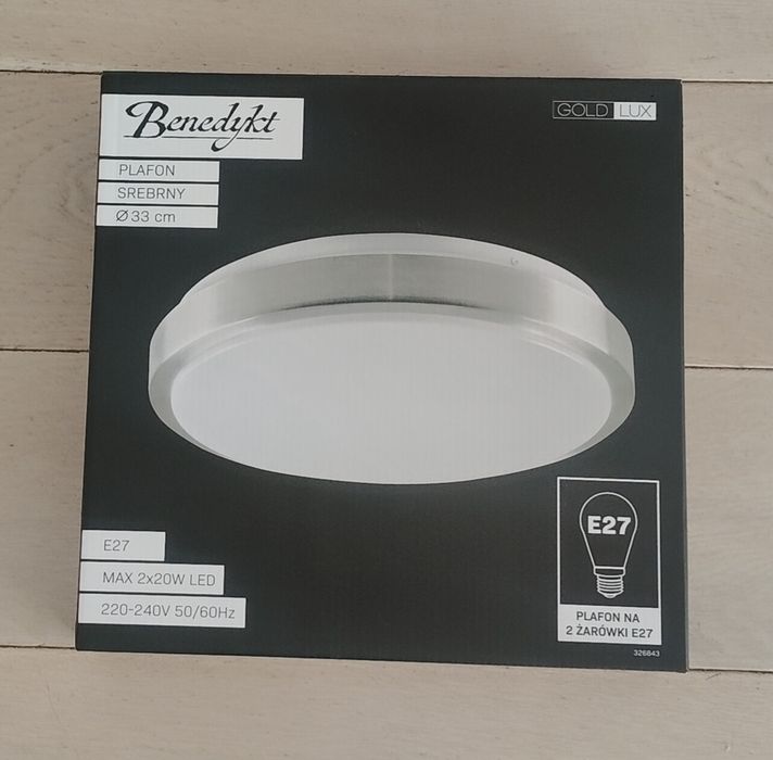 Plafon nowy bialo-srebrny