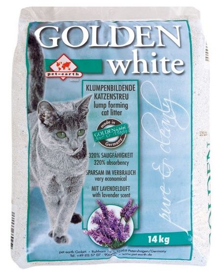 Biały niepylący żwirek dla kota o zapachu lawendy - Golden Grey 14kg