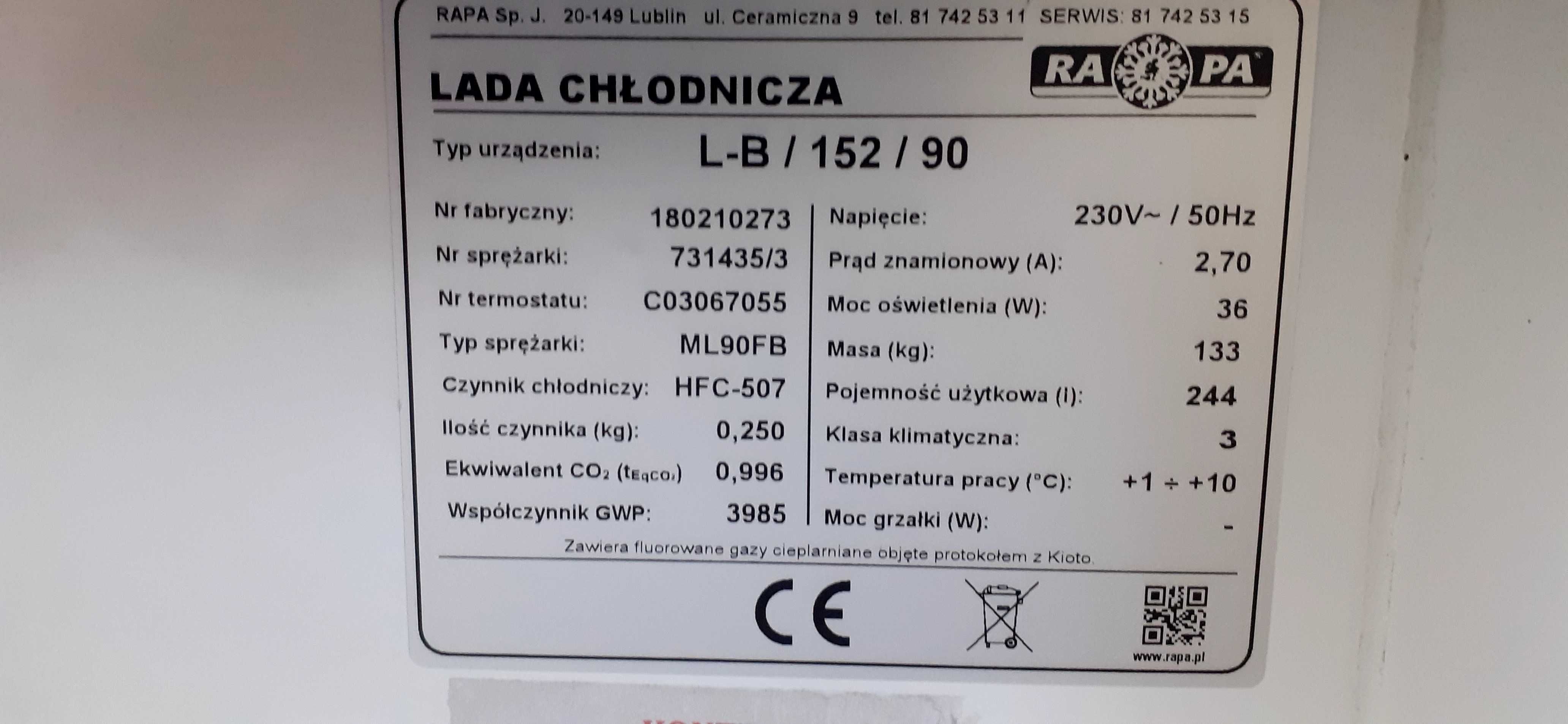 Lada chłodnicza / Lady chłodnicze Rapa 2018r