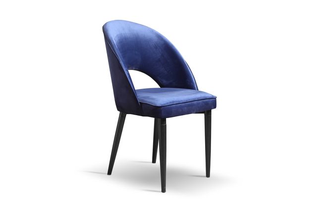 Krzesło tapicer velvet granatowe z możliwością obrotu otwór w oparciu
