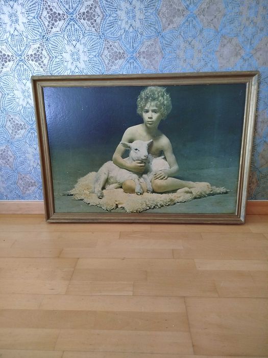 Quadro Antigo de grandes dimensões, reprodução sobre madeira