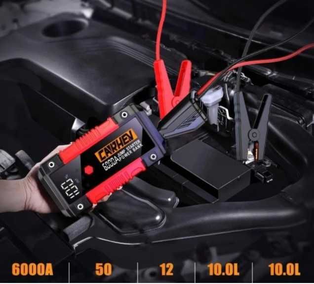 CARHEV Powerbank 6000A Rozruch 12V 10L Benzyna Diesel LED Latarka