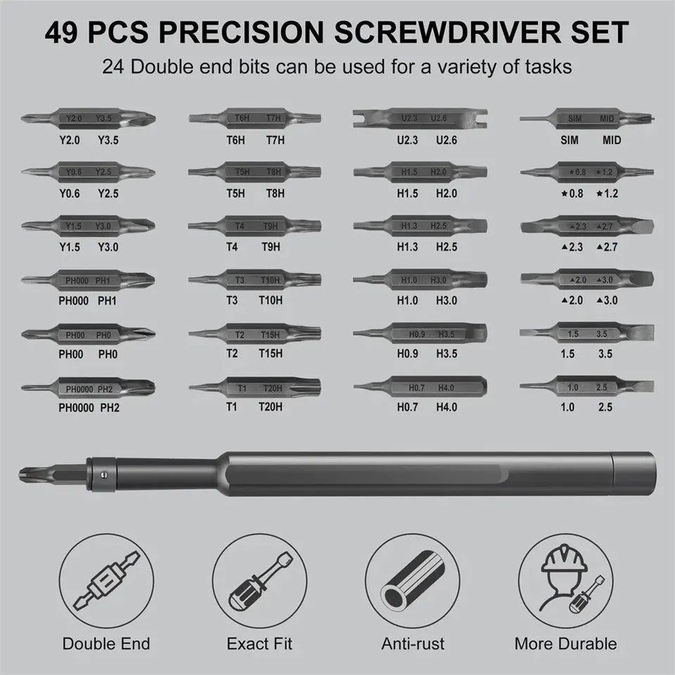 Zestaw precyzyjnych magnetyczny śrubokrętów Torx 48 bit w 1 zestawie