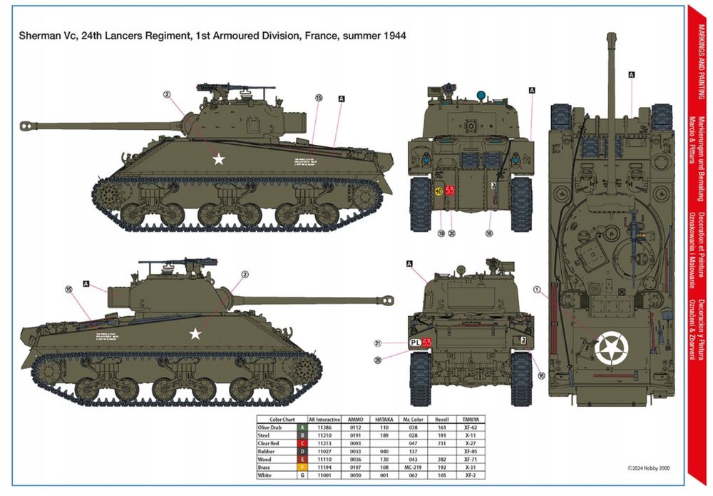 Czołg Sherman Vc Firefly Polish 1st Armoured Division 35008 Hobby 2000