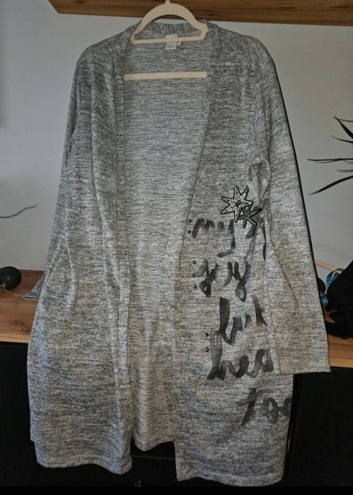 Miękka długa narzuta sweter oversize kardigan