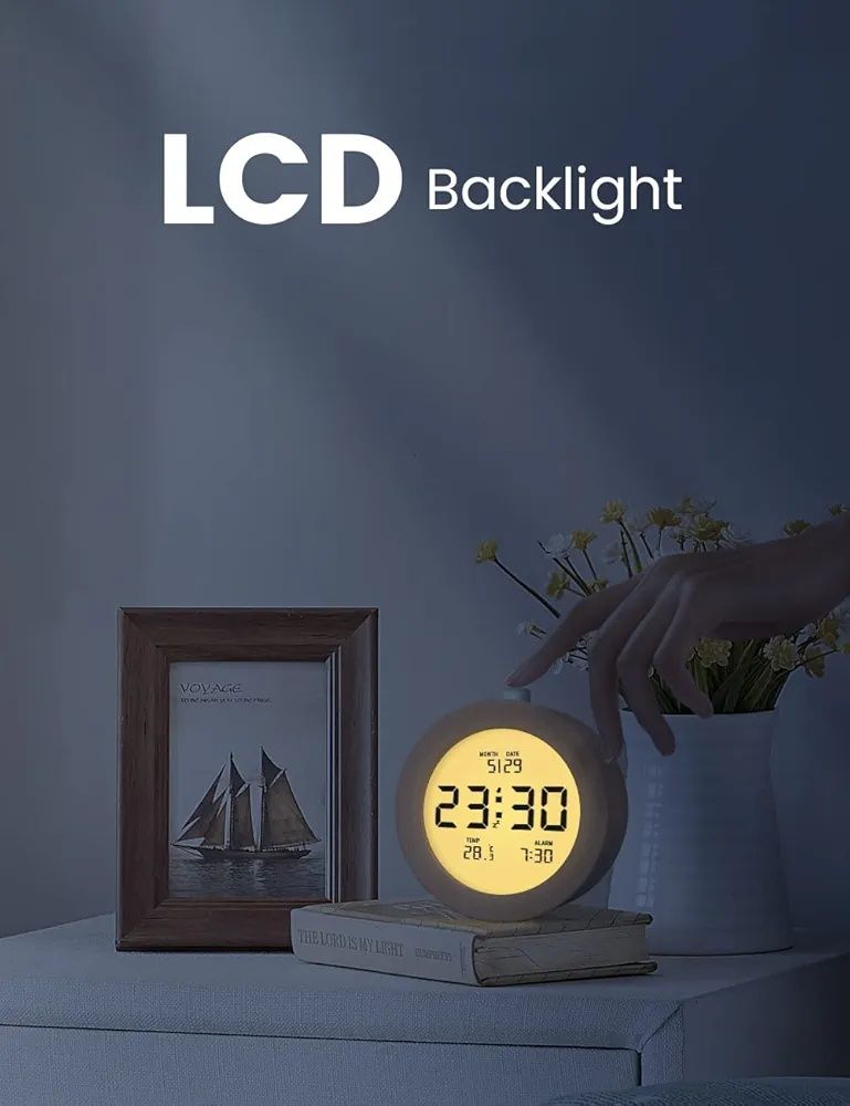 Above clock 2106r budzik drewnopodobny z termometrem lcd podswietlenie
