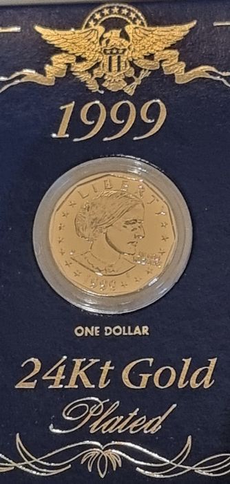 5 moedas de 1, 5, 10, 25 cents e 1 dólar 24Kt gold