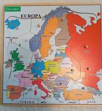 Drewniane puzzle z kołeczkami mapa Europy