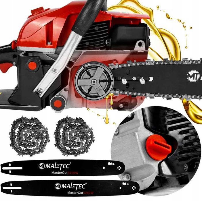 Piła Łańcuchowa Spalinowa Pilarka Prowadnice Olej 5,7km Duży Zestaw