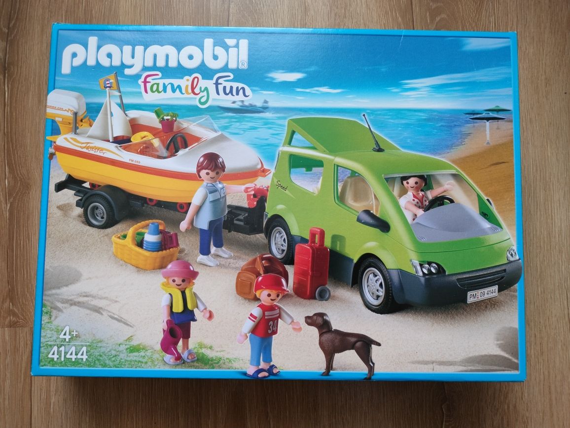 Playmobile motorówka, rodzina, auto 4144