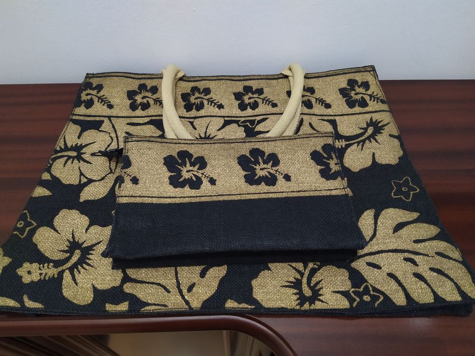 Saco de praia e bolsa estampado