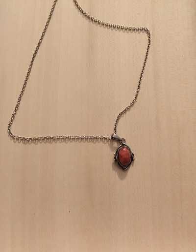 Łańcuszek (srebro 800 / 3) wisiorek 925 koral koralowiec