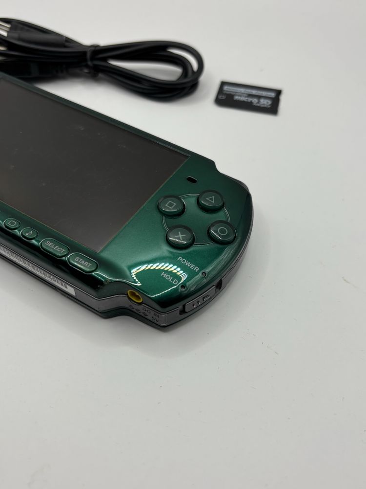 zielona konsola PSP 3000 slim + adapter + kabel spirited green