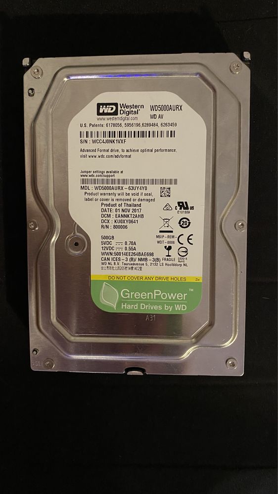 Dysk twardy Western Digital WD5000AURX 500GB SATA III 3,5"