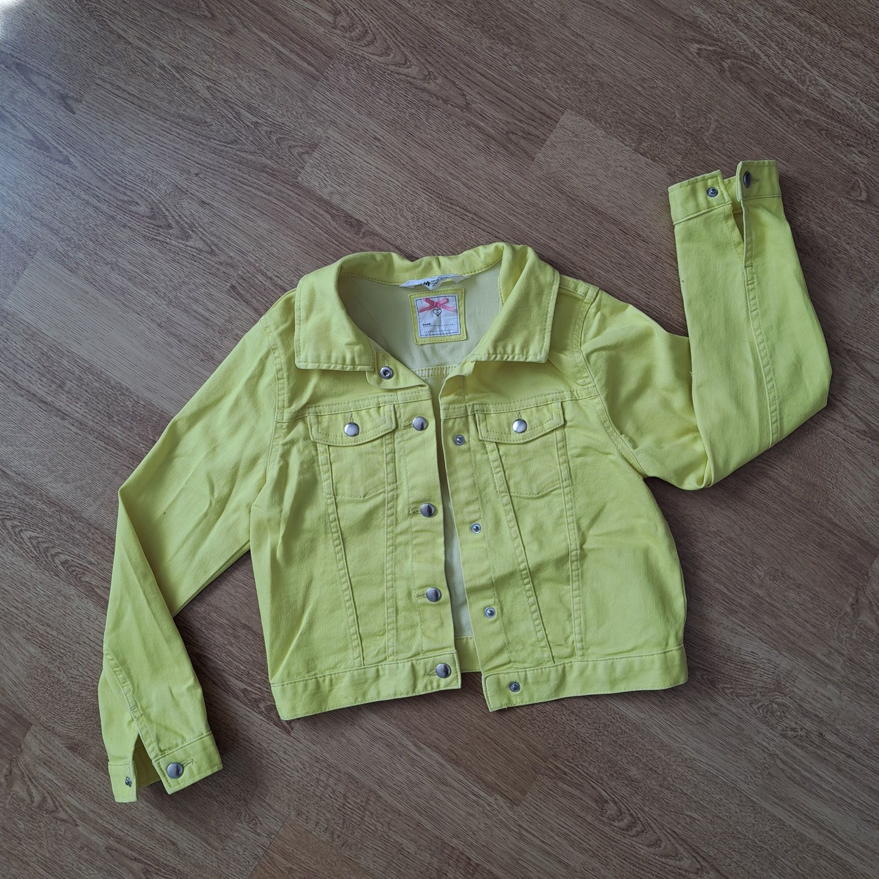 Śliczna dziewczęca żółta katana, kurtka jeansowa, H&M, rozmiar 140