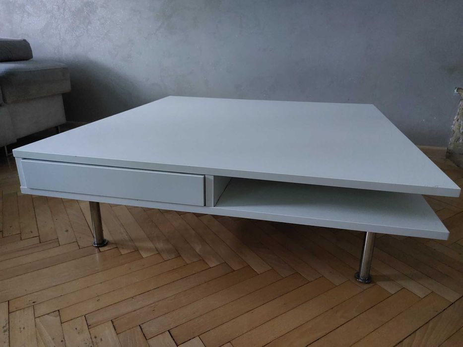 IKEA TOFTERYD Stolik kawowy, połysk biały, 95x95cm