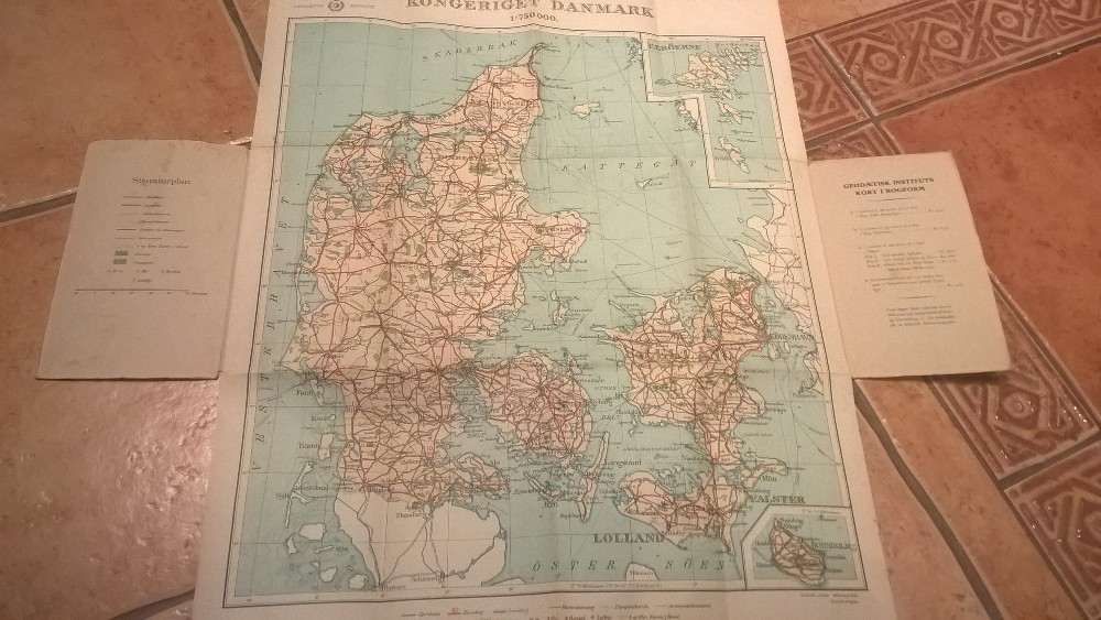 Mapa Danii z 1940r kolekcjonerska