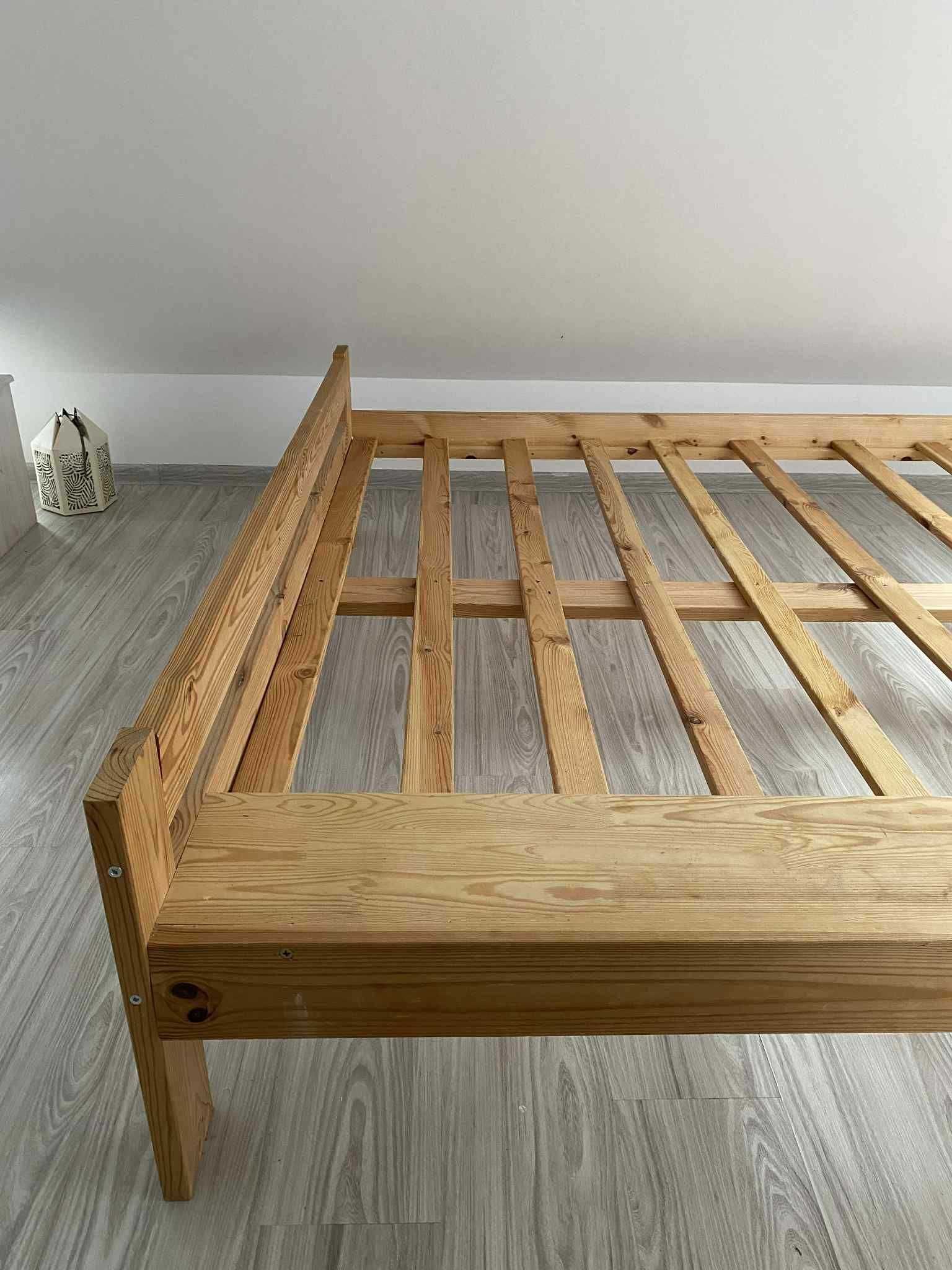 Solidne łóżko drewniane dwuosobowe + wraz ze stelażem