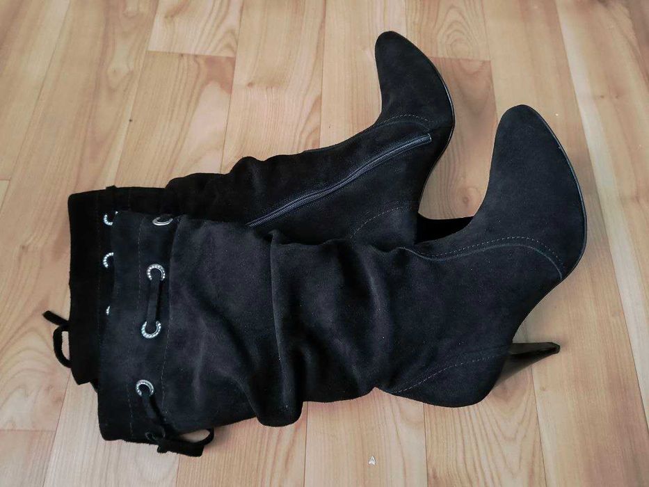 Сапоги черные замшевые