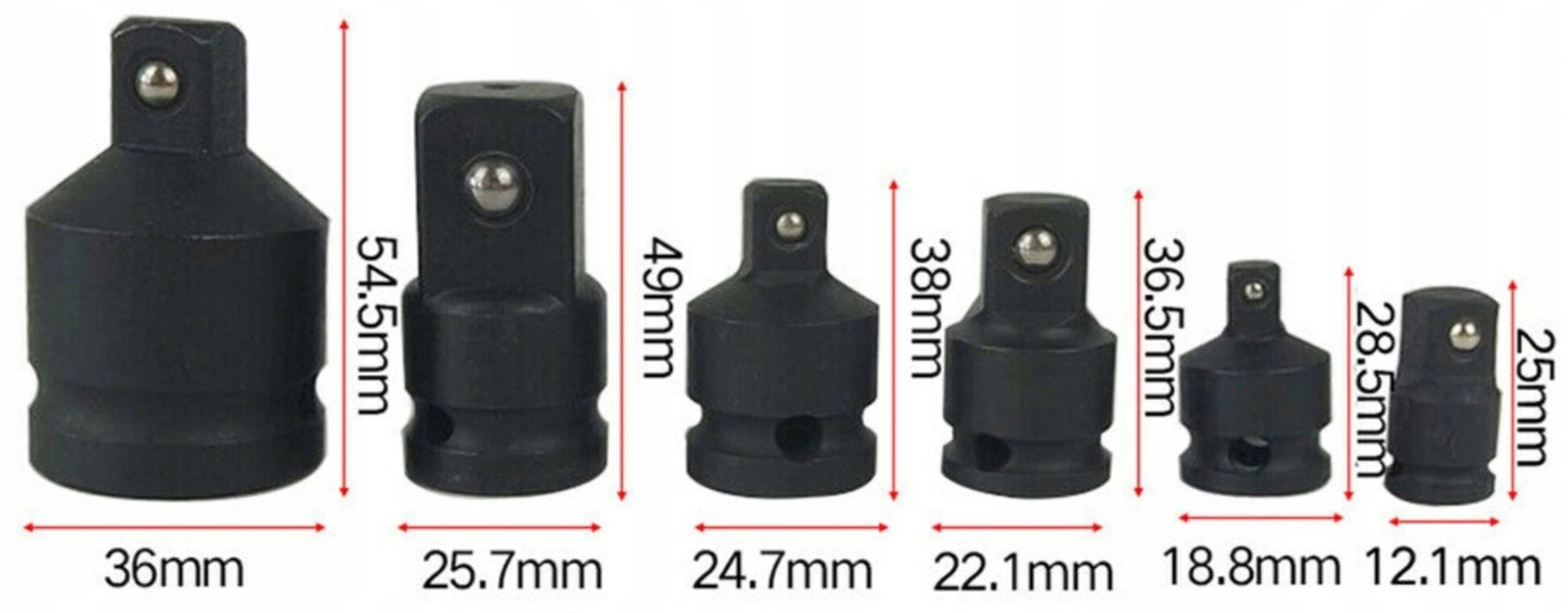 Redukcje Adaptery Redukcyjne 1/2 1/4 3/8 3/4 6 Szt
