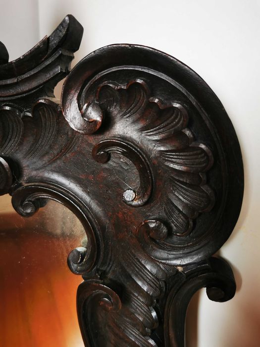 Espelho antigo com moldura em madeira 90x50cm