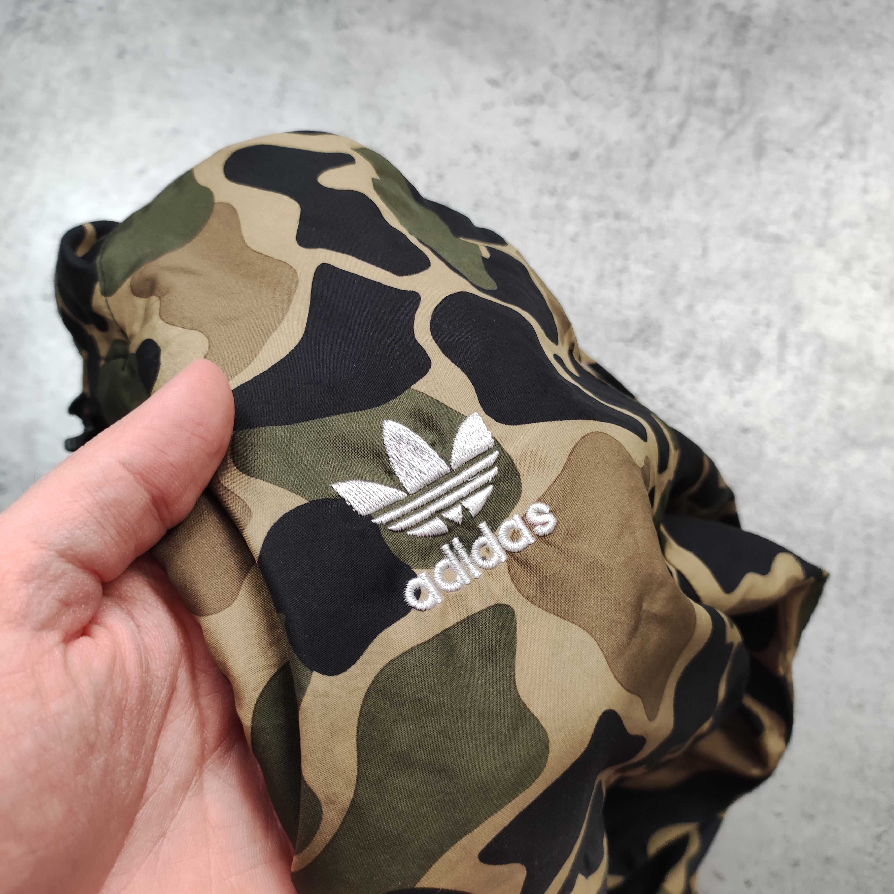 MĘSKA Kurtka Wiatrówka Folia Camo Moro Adidas Kieszonka Kangurka Logo