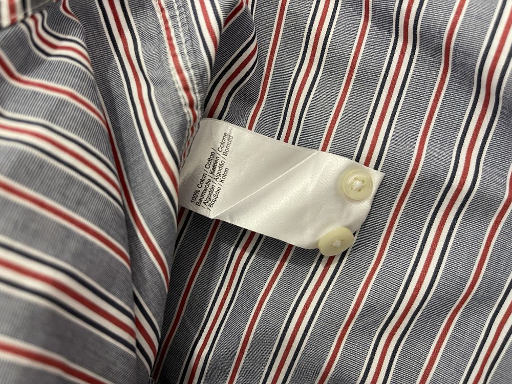 Lacoste nowa męska szara koszula w paski bawełniana 38 regular fit