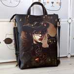 Torba-plecak wodoodporna w stylu steampunk Dziewczyna i Kot handmade
