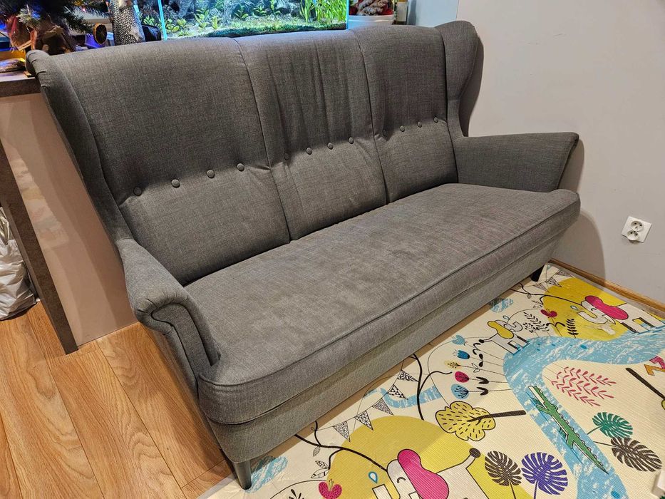 Sofa 3-osobowa IKEA STRANDMON kolor Nordvalla ciemnoszary