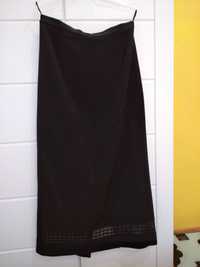 Spódnica długa 40 L czarna z wzorem galowa elegancka do pracy wizytowa