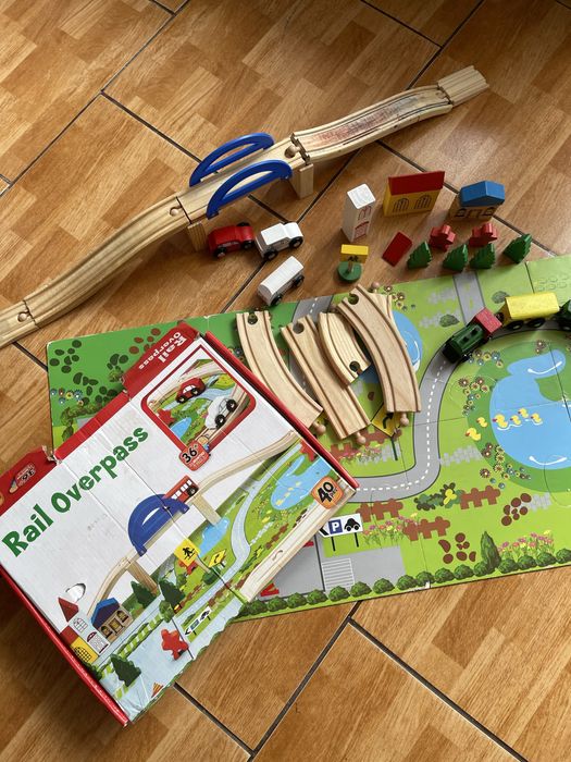 Деревʼяна дорога залізниця містечко пазл