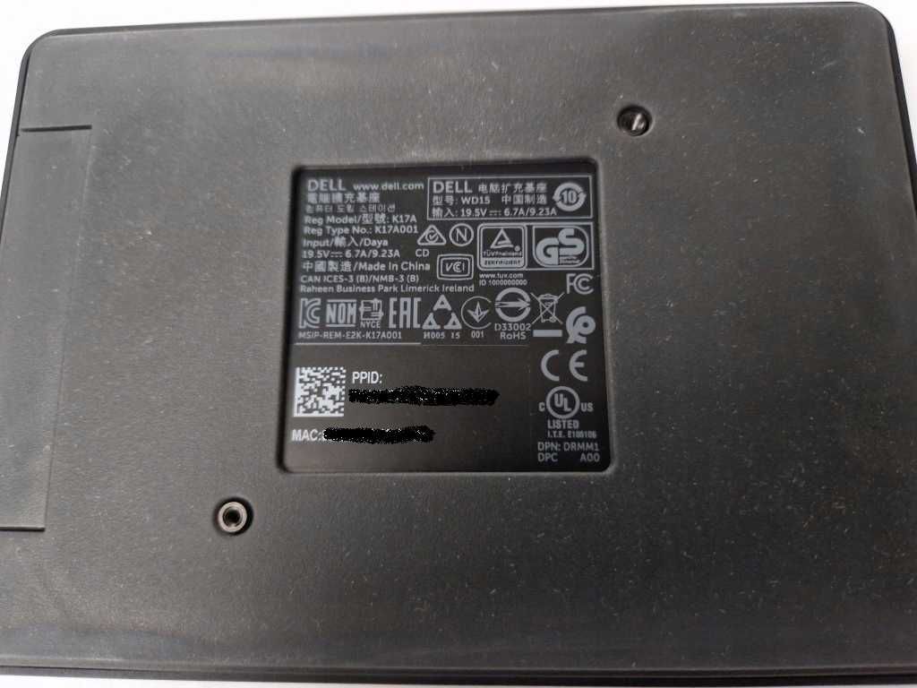 Stacja Dokująca DELL WD15 K17A + Zasilacz 130W + Kabel miniDP